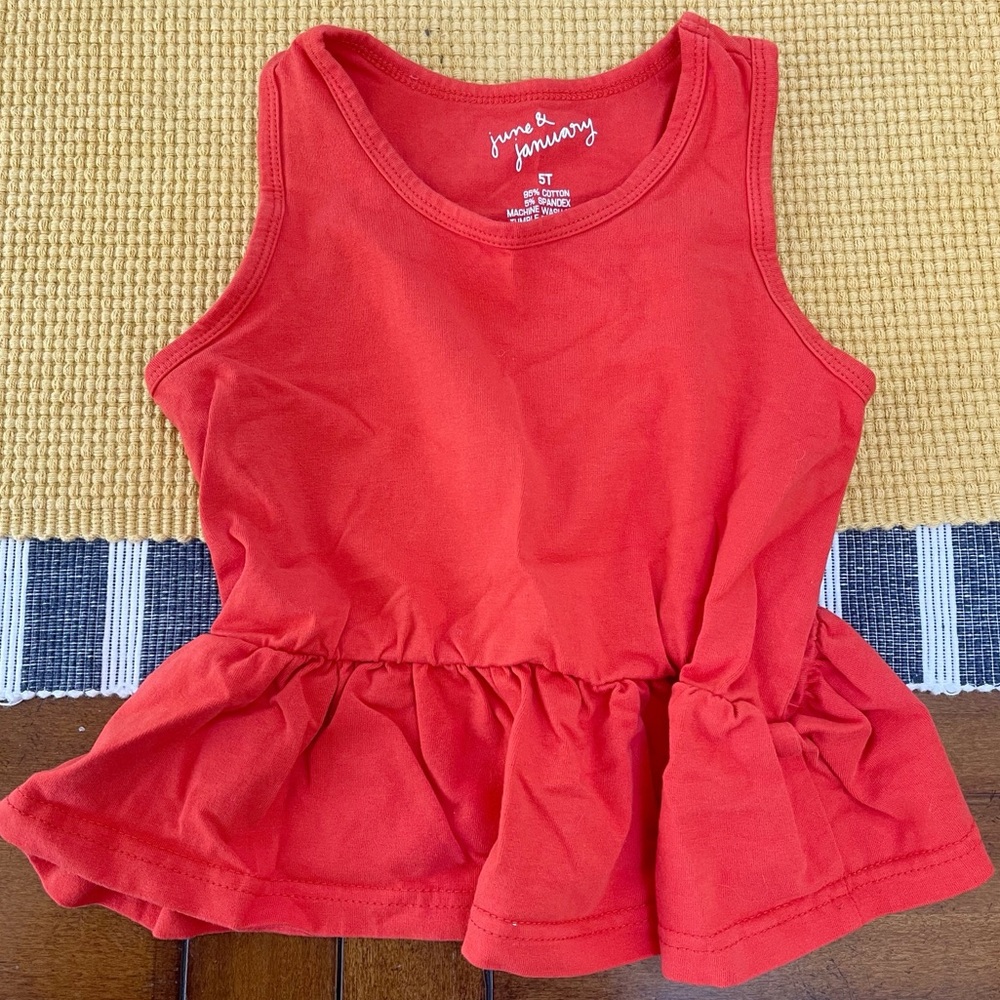 June & January poppy peplum red orange top